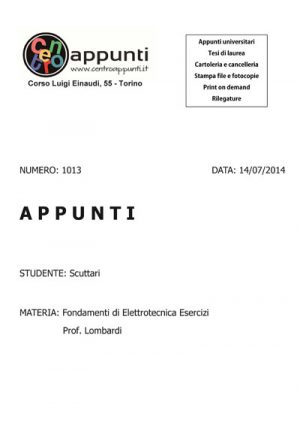 Scuttari - Fondamenti di Elettrotecnica Eserc.. Prof. Lombardi