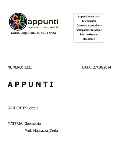 Bettale - Geometria. Prof. Massazza - Ceria