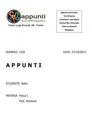 Boltri - Fisica I. Prof. Montorsi