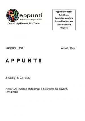 Carnazzo - Impianti Industriali e Sicurezza sul Lavoro. Prof. Carlin