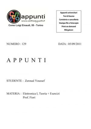 Zeroual - Elettronica I  Teo + Es . Prof. Fiori