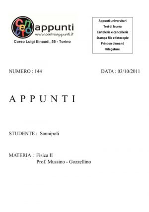 Sannipoli - Fisica II. Prof. Mussino - Gozzellino