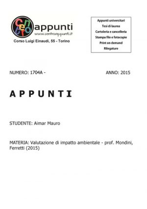 Aimar Mauro - Valutazione di impatto ambientale - prof. Mondini. Ferretti (2015)