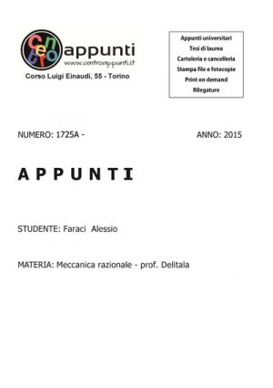 Faraci  Alessio - Meccanica razionale - prof. Delitala
