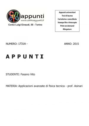 Fasano Vito - Applicazioni avanzate di fisica tecnica - Prof. Asinari