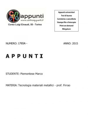 Piemontese Marco - Tecnologia materiali metallici - prof. Firrao