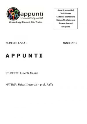 Lucenti Alessio - Fisica II esercizi - prof. Raffa