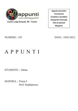 Ottina - Fisica I. Prof. Stephanescu