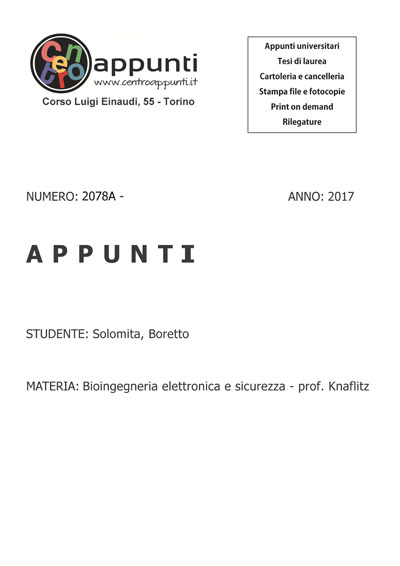 Solomita Fabrizio - Bioingegneria elettronica e sicurezza - prof. Knaflitz