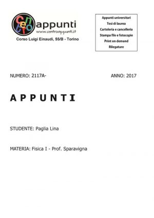 Paglia Lina  - Fisica I - Prof. Sparavigna