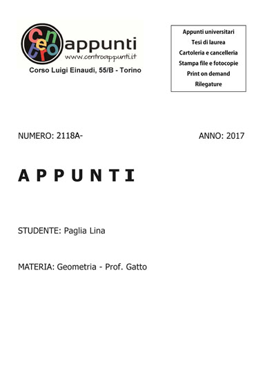 Paglia Lina - Geometria - Prof. Gatto