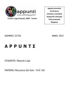 Mascolo Luigi - Meccanica del Volo - Prof. Gili