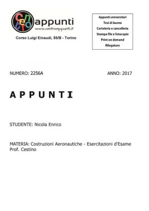 Nicola Enrico - Costruzioni Aeronautiche - Esercitazioni d'Esame - Prof. Cestino
