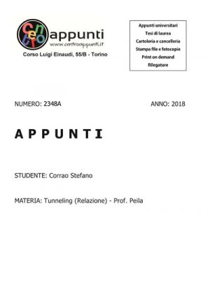 Corrao Stefano - Tunneling (Relazione) - Prof. Peila