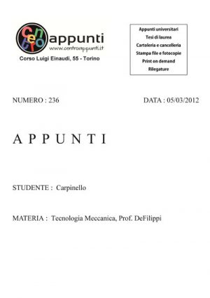 Carpinello - Tecnologia Meccanica. Prof. DeFilippi