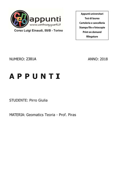 Pirro Giulia - Geomatics Teoria - Prof. Piras