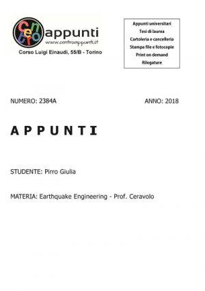 Pirro Giulia - Earthquake Engineering - Prof. Ceravolo