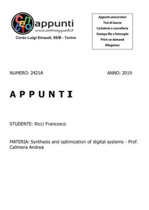 Ricci Francesco - Synthesis and optimization of digital systems - Prof. Calimera Andrea