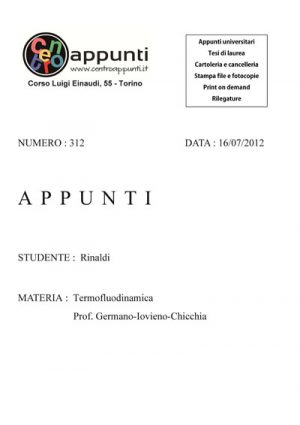 Rinaldi - Termofluodinamica. Prof. Germano-Iovieno-Chiocchia