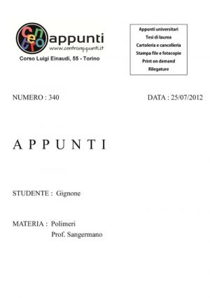 Gignone - Polimeri. Prof. Sangermano