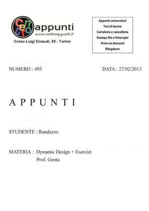 Randazzo - Dynamic Design + Esercizi. Prof. Genta