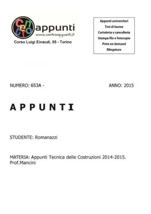 Romanazzi - Appunti Tecnica delle Costruzioni 2014-2015. Prof. Mancini