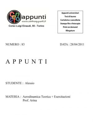 Alessio - Aerodinamica Teorica + Eserc.. Prof. Arina