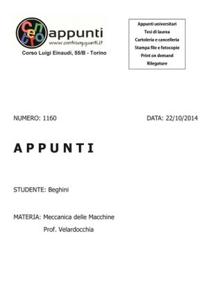 Beghini - Meccanica delle Macchine. Prof. Velardocchia