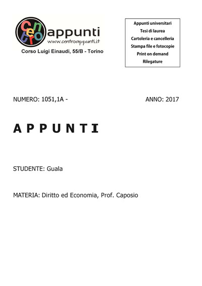 Guala - Diritto ed Economia. Prof. Caposio