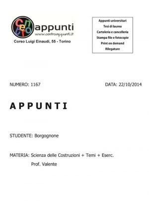 Borgognone - Scienza delle Costruzioni + Temi + Eserc.. Prof. Valente