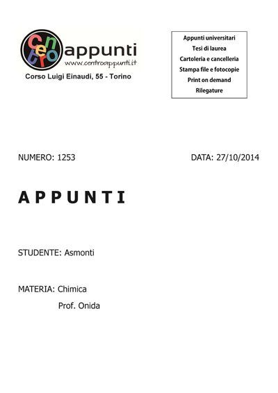 Asmonti - Chimica. Prof. Onida