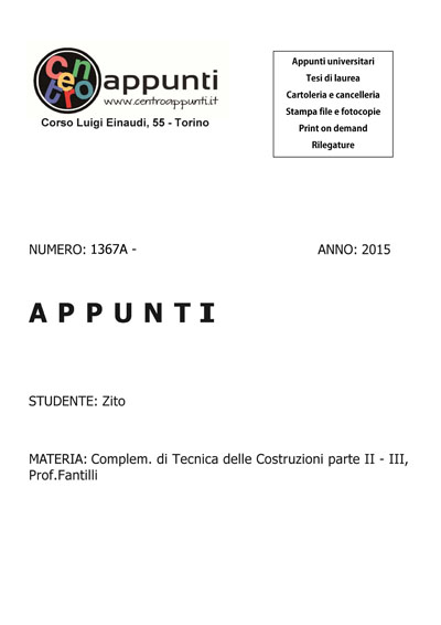 Zito - Complem. di Tecnica delle Costruzioni parte II - III. Prof. Fantilli