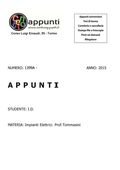 I.D. - Impianti Elettrici. Prof. Tommasini