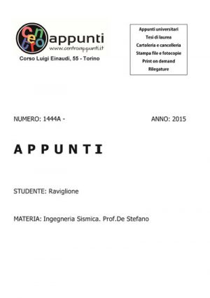Raviglione - Ingegneria Sismica. Prof. De Stefano