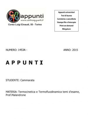 Cammarata - Termocinetica e Termofluodinamica temi d'esame. Prof. Malandrone