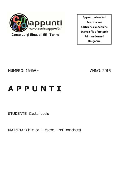 Castelluccio - Chimica + Eserc. Prof. Ronchetti