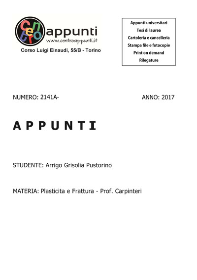 Arrigo Grisolia Pustorino - Plasticita e Frattura - Prof. Carpinteri