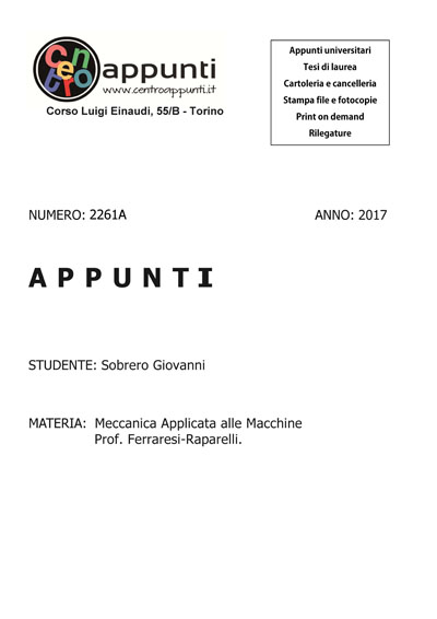 Sobrero Giovanni - Meccanica Applicata alle Macchine - Prof. Ferraresi-Raparelli