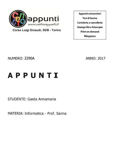 Gaeta Annamaria - Informatica - Prof. Sanna